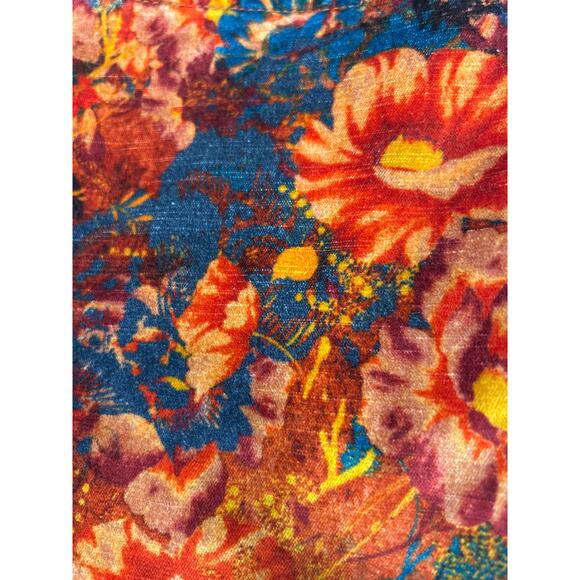Free People Lennon Floral Funkytown Orange Red Velvet Pants Women’s Size 0 - Picture 10 of 12